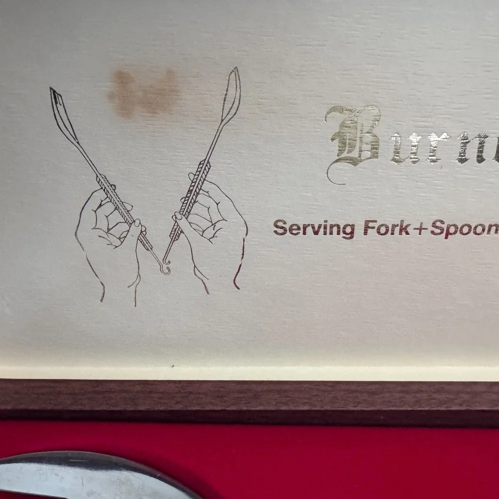Vintage Burnco Serving Fork & Spoon = Tongs‎ Stainless Steel Japan